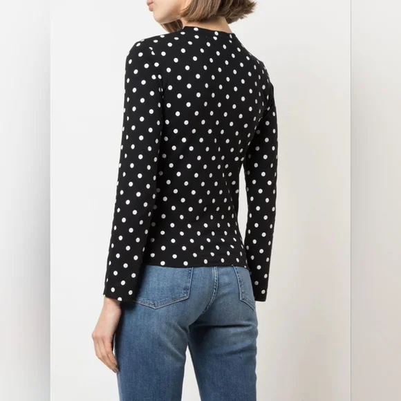 Comme Des Garcons Play Polka Dot Long 100% Cotton Tee Embroidered Heart Size L - Picture 4 of 15